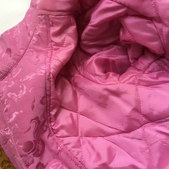 Dynasty Pink Quilted Puffer Asian Silk Mandarin Collar Frog Closure Jacket - Picture 9 of 12